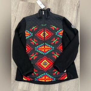 NWT Ralph Lauren Large Women’s Aztec Print Western Half Zip Fleece Nylon Swester